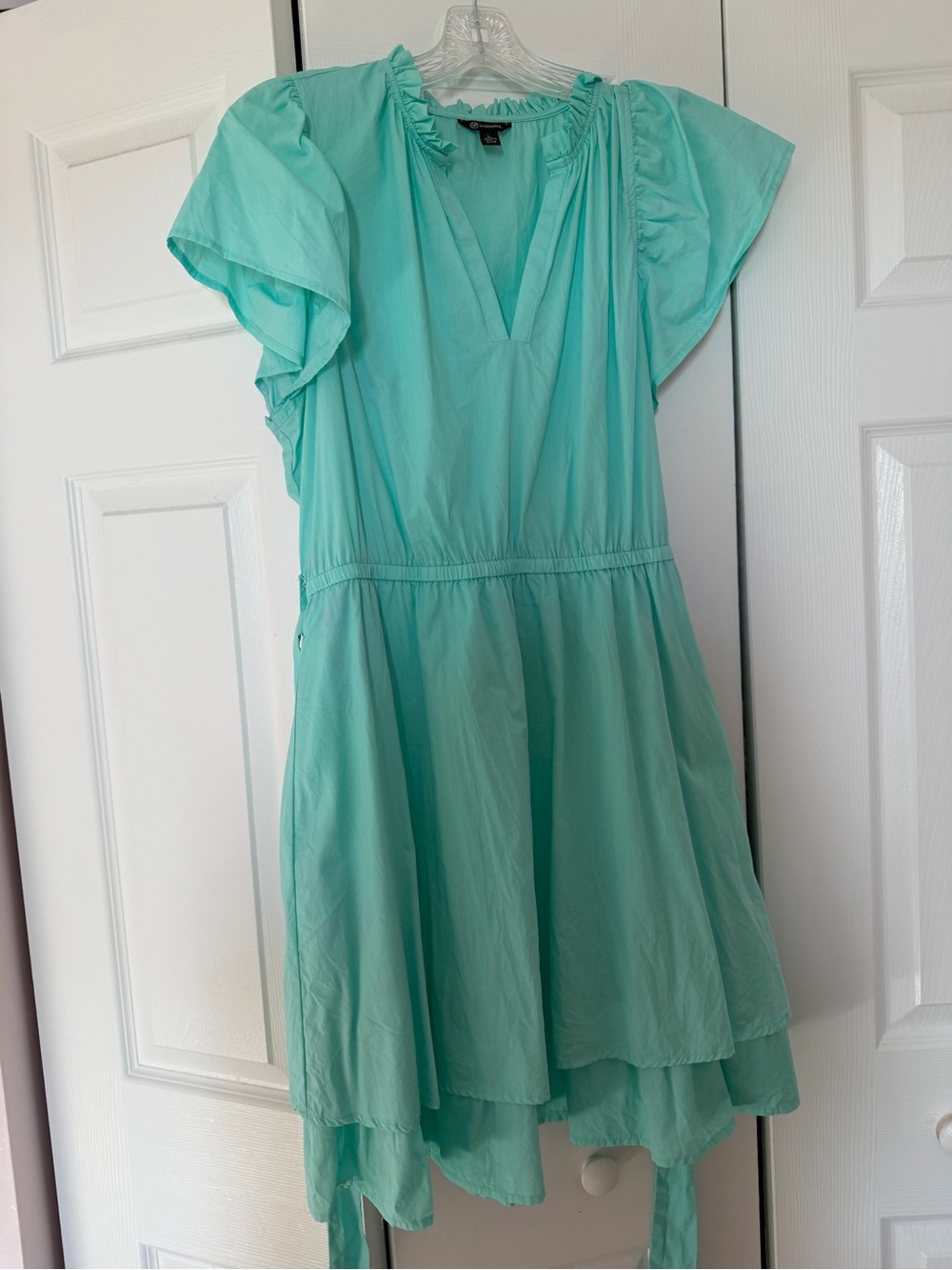 Versona Seafoam Ruffle Neck Blouse - Picture 3 of 7